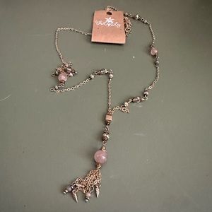 NWT long necklace with pale lavender and blue beads